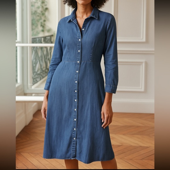 Talbots Dresses & Skirts - Talbots Denim Shirt Dress Womens 10 Petite Button Down Classic Preppy Minimalist